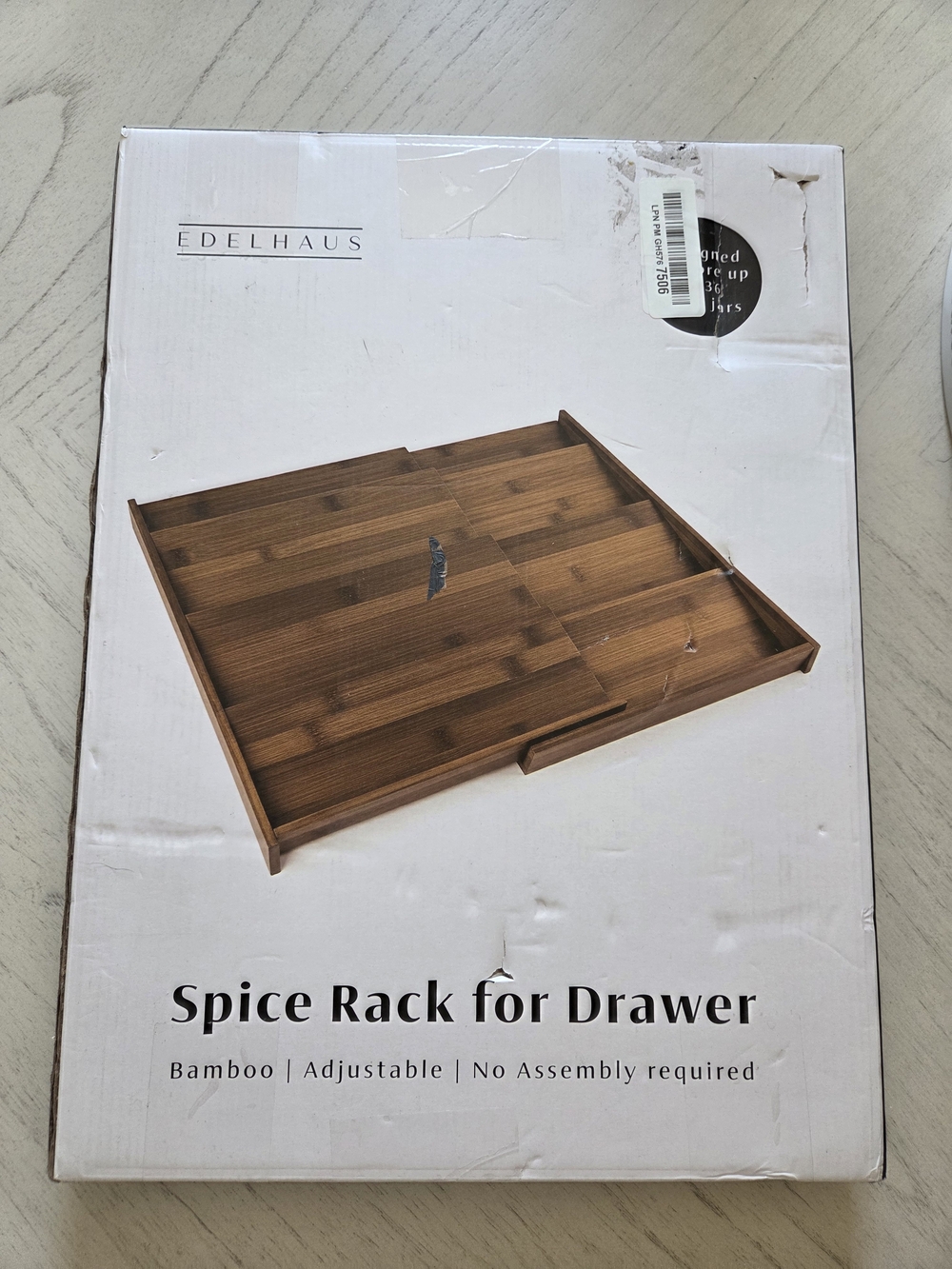 EDELHAUS Carbonized Bamboo Spice Drawer Organizer, 4 Tier Expandable Organizer